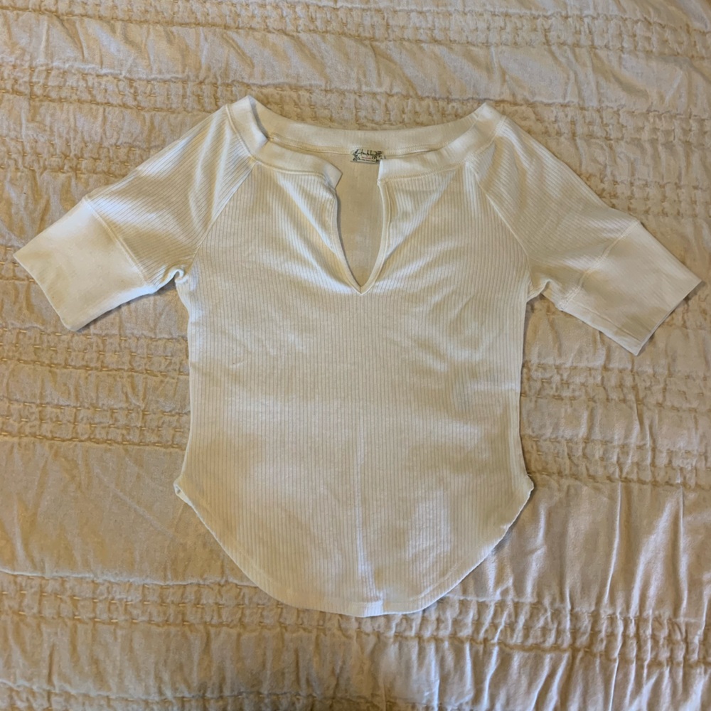 Free People Notch Neck Crop Tee